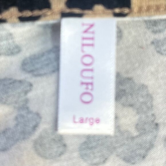 Niloufo Cold Shoulder Shirt Large Brown Black Leopard Print - Picture 5 of 7